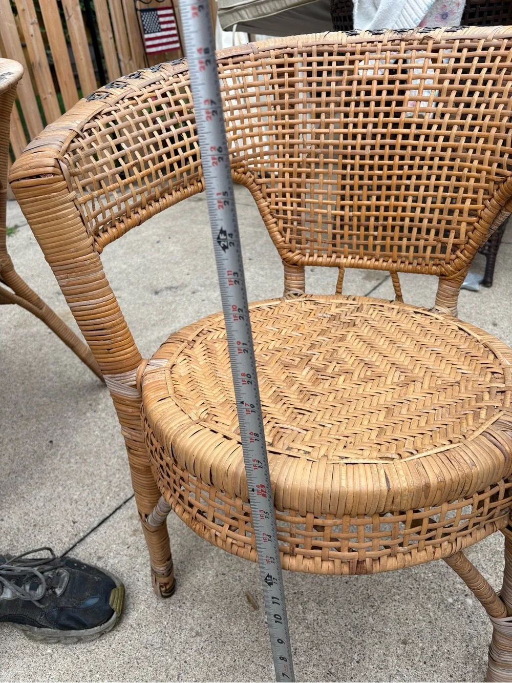 Vintage Pair of 1960’s-1970’s Natural Woven Rattan Accent Chairs Classic Boho